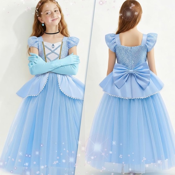 NWOT Girls Princess Cinderella Halloween Costume Dress Up Size 150 (7-8) Years - Picture 1 of 15